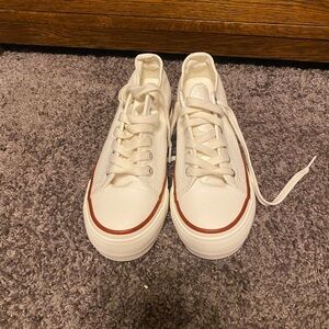 Classic White Sneakers with Red Accents